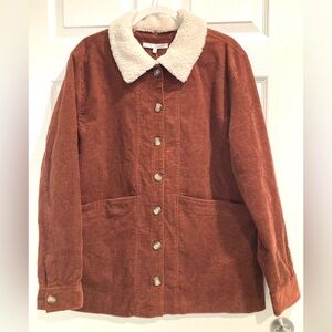 NWT Search for Sanity Corduroy Lined Jacket Large In Terracotta Brown